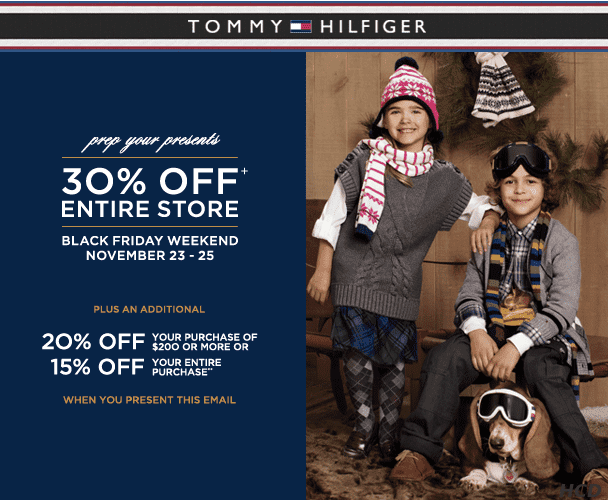 Tommy Hilfiger Canada Black Friday Sale Tommy Hilfiger Black Friday Weekend Sale: 30% + 15% off (using Coupon)