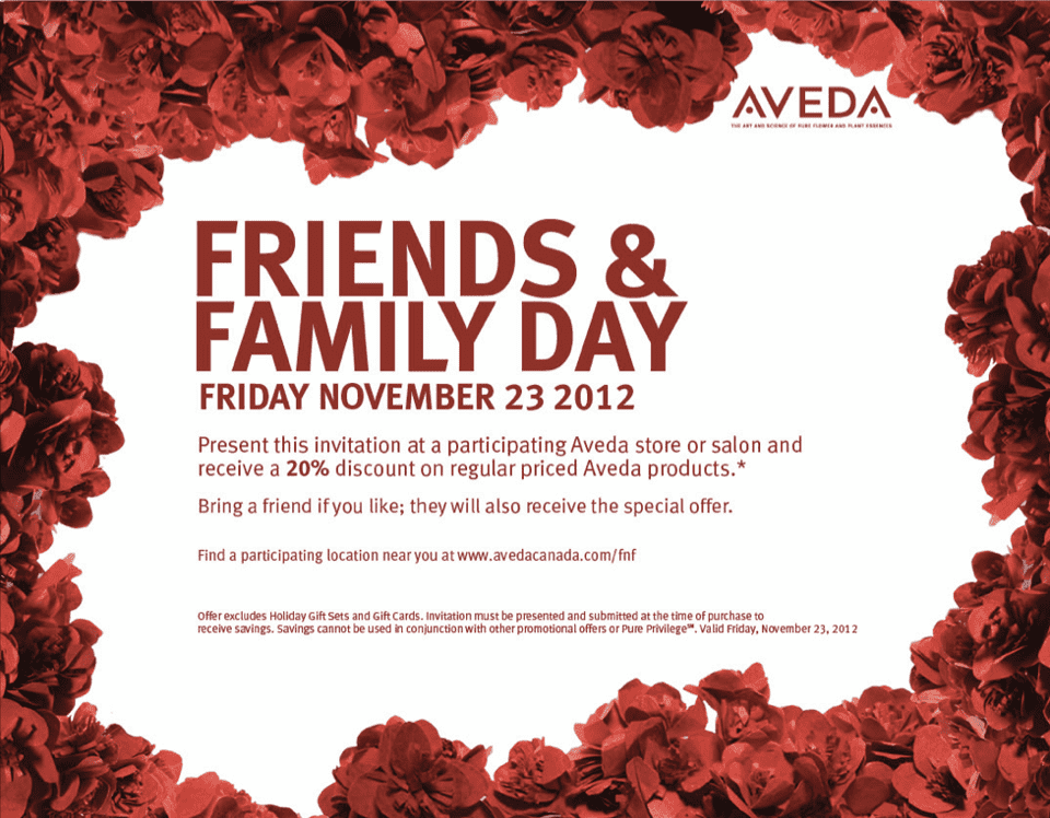 aveda canada Aveda Canada Friends & Family Day (Black Friday Sale)