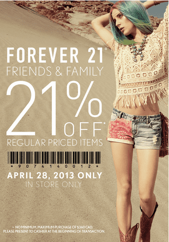 Forever 21 ~ Get 21% Off Regular Priced Items