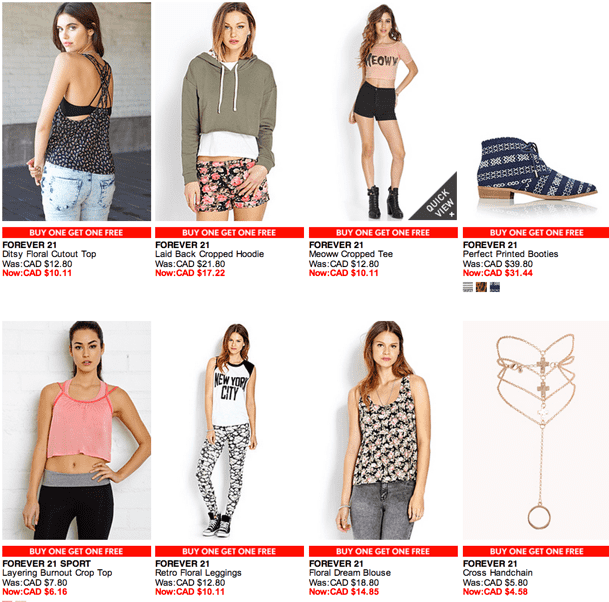 21 Canada offers1 Forever 21 Canada Promotions: Buy One Get One FREE ...