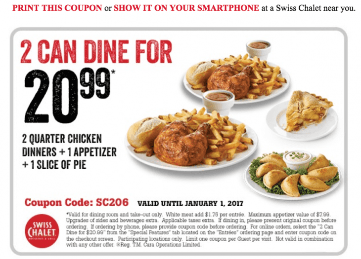 swiss chalet dining room coupons