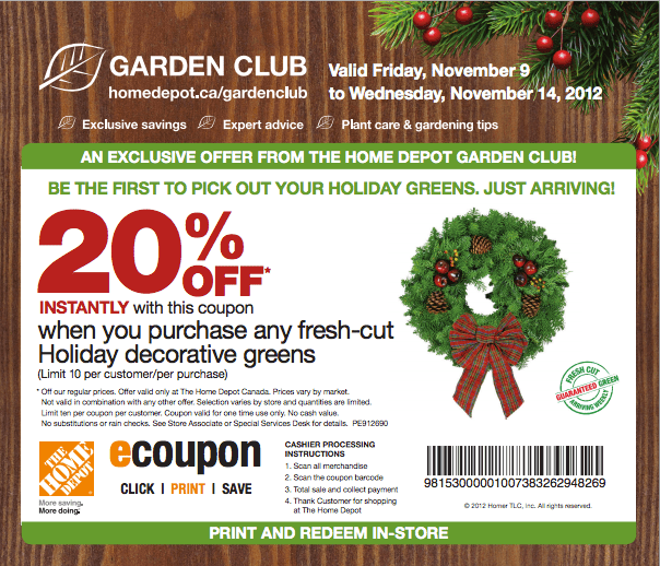 The Home Depot Coupon 20 Off Any Fresh Cut Holiday Decorative