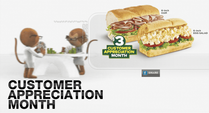 Subway customer Appreciation Month