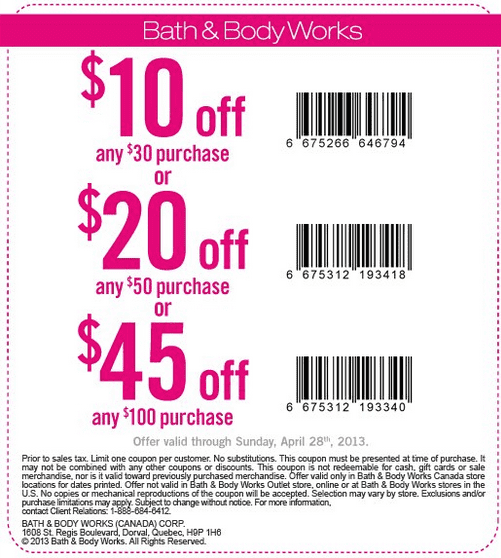 Bath & Body Works Canada Printable Coupon: Up To $45 Off ...