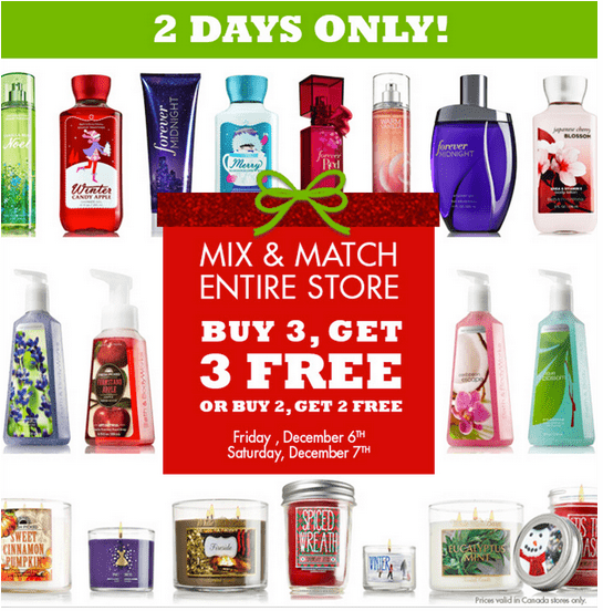 Bath Body Works Canada Offers Mix Match Anything Buy 3 Get 3 