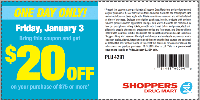 Shoppers Drug Mart Printable Coupons Save 20 On Your 75 Purchase 
