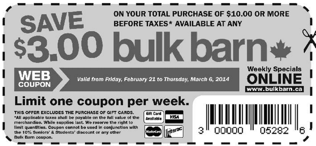 Bulk Barn Canada Printable Coupons Save 3 When You Spend 10 Hot 