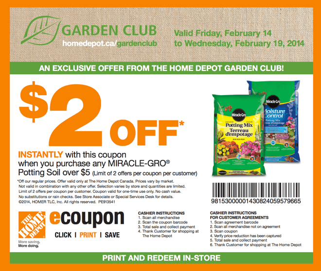 The Home Depot Garden Club Canada Printable Coupons Save 2 On