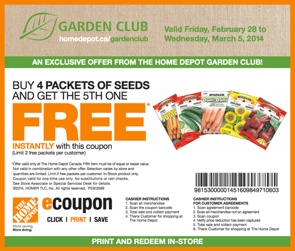 The Home Depot Garden Club Printable Coupons Buy 4 Packets Of Seeds 