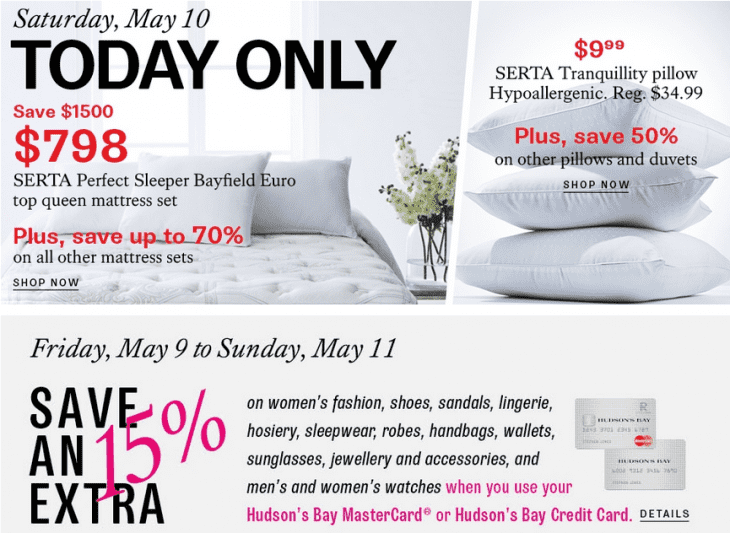 Hudson's Bay Canada Deals Of The Day Get Up To 70 Off Mattresses