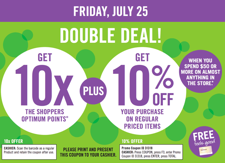 Shoppers Drug Mart Canada Double Deal Promotional Coupon: Get 10x the ...
