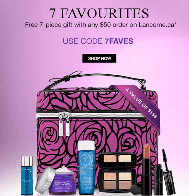 Lanc me Canada Coupon Code Offers Get FREE 7 Piece Gift 154 Value 