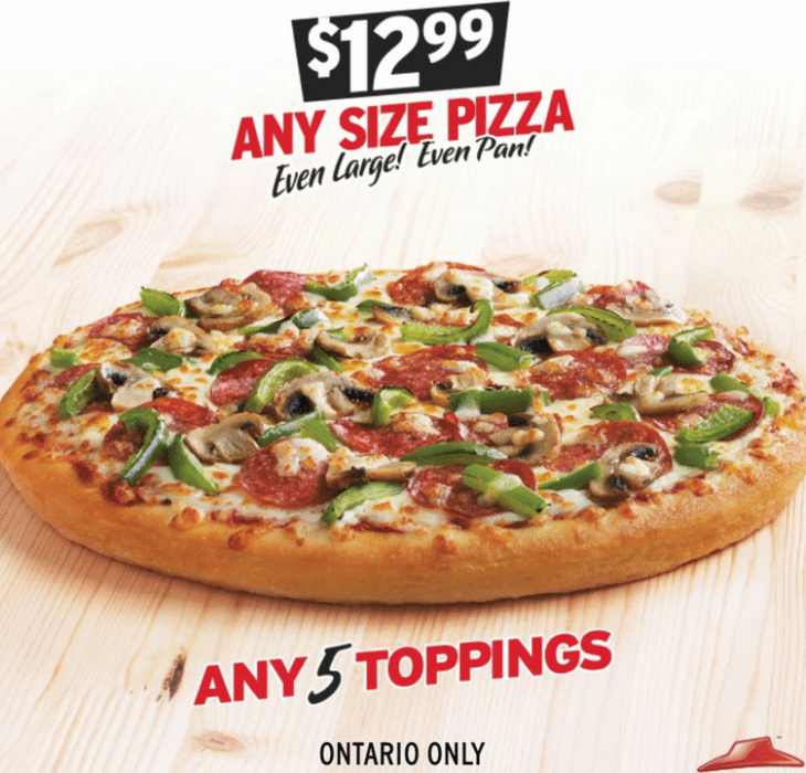 Pizza Hut Canada Deals 12.99 For Any Size Pizza Even Pan + Any 5