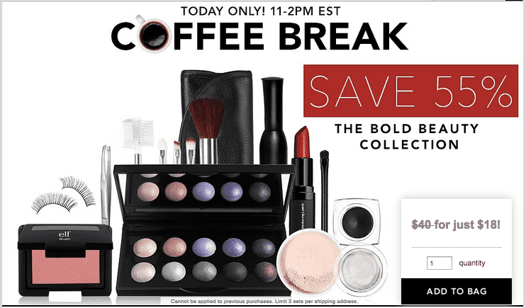 Screen Shot 2014 10 16 at 9.48.57 AM e.l.f. Cosmetics 3 Hours Coffee Break: Get The Bold Beauty Collection For $18, Save 55%
