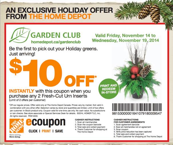 The Home Depot Garden Club Holidays Printable Coupons Save 10