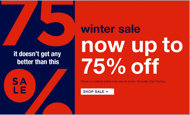 Gap Canada Online Winter Sale Now: Up To 75% Off, 40% Off on Regular Priced Merchandise & $15 ...