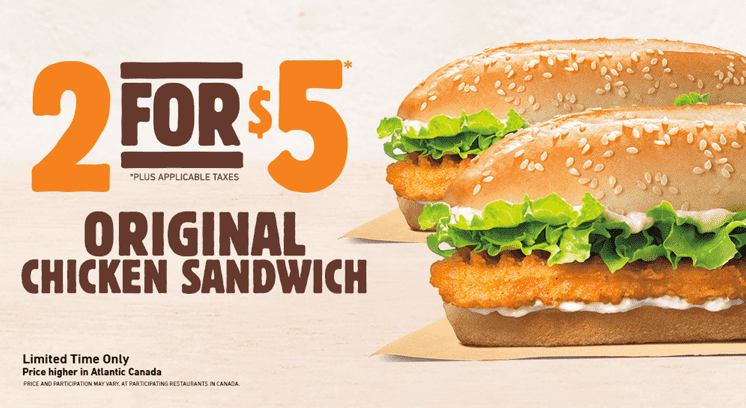 Burger King Canada Promos: Two Original Chicken Sandwiches For Just $5. ...