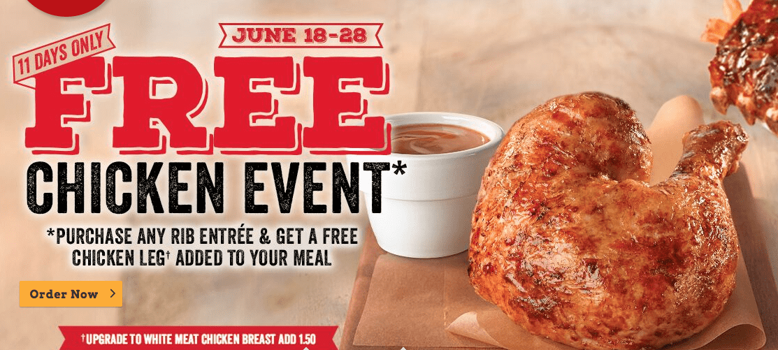 Swiss Chalet Canada Freebies FREE Chicken Leg when You Purchase Any