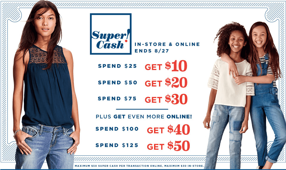 Old Navy Canada Offers Get 10 In Super Cash For Every 25 You Spend, Get Adult Jeans From 19.
