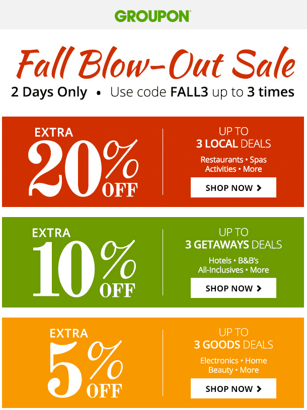 Groupon Canada Fall Blow Out Sale Save An Extra 20 Off Local Deals