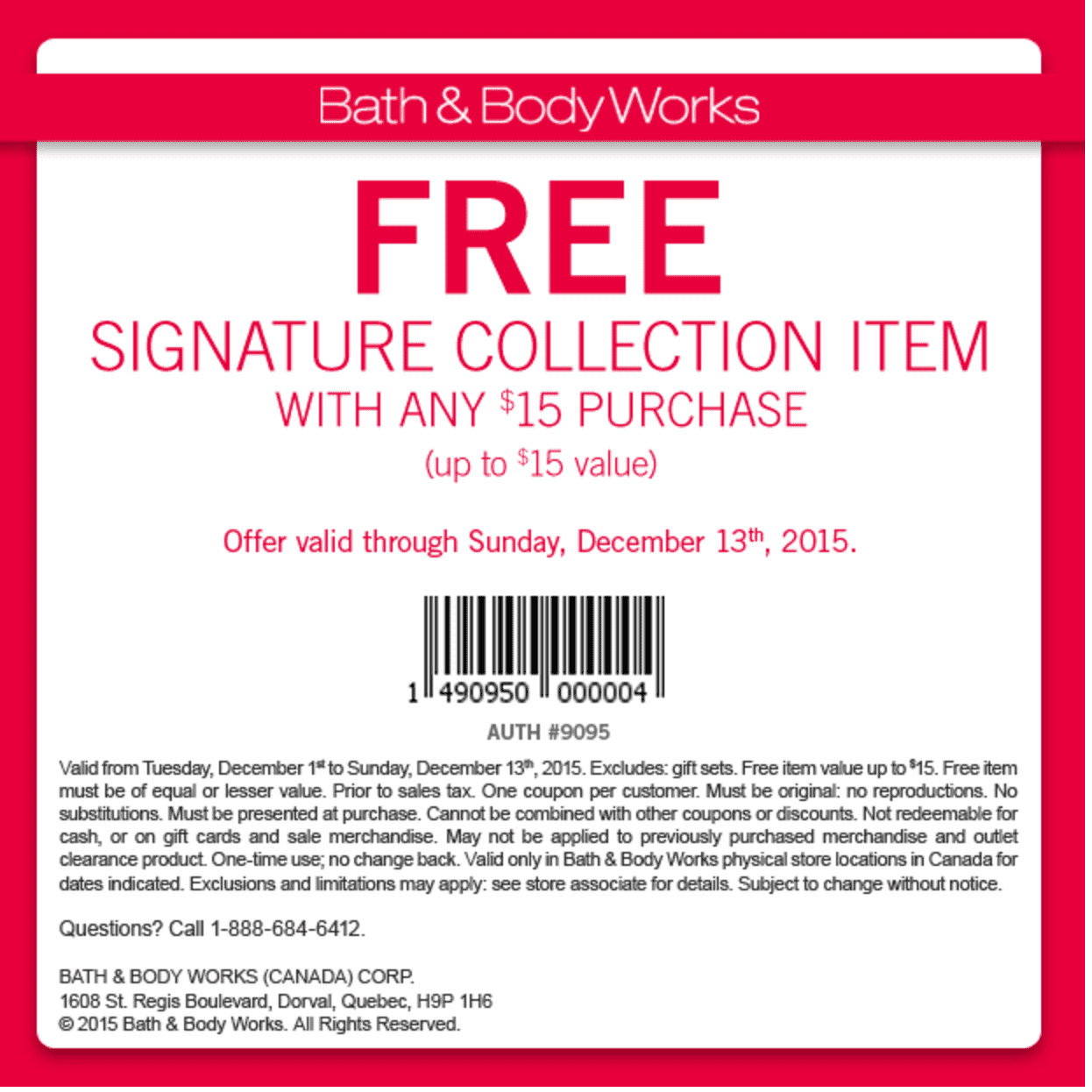 Bath & Body Works Canada Coupons Free Signature Item With Any 15