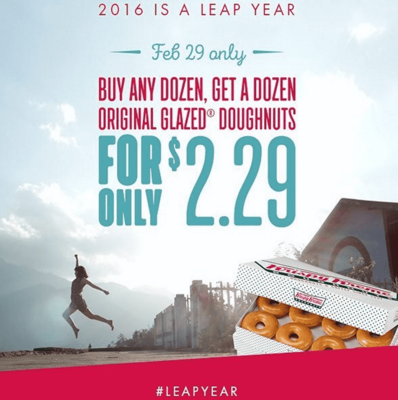 Krispy Kreme Canada Leap Day Offer Buy Any Dozen, Get a Dozen Original