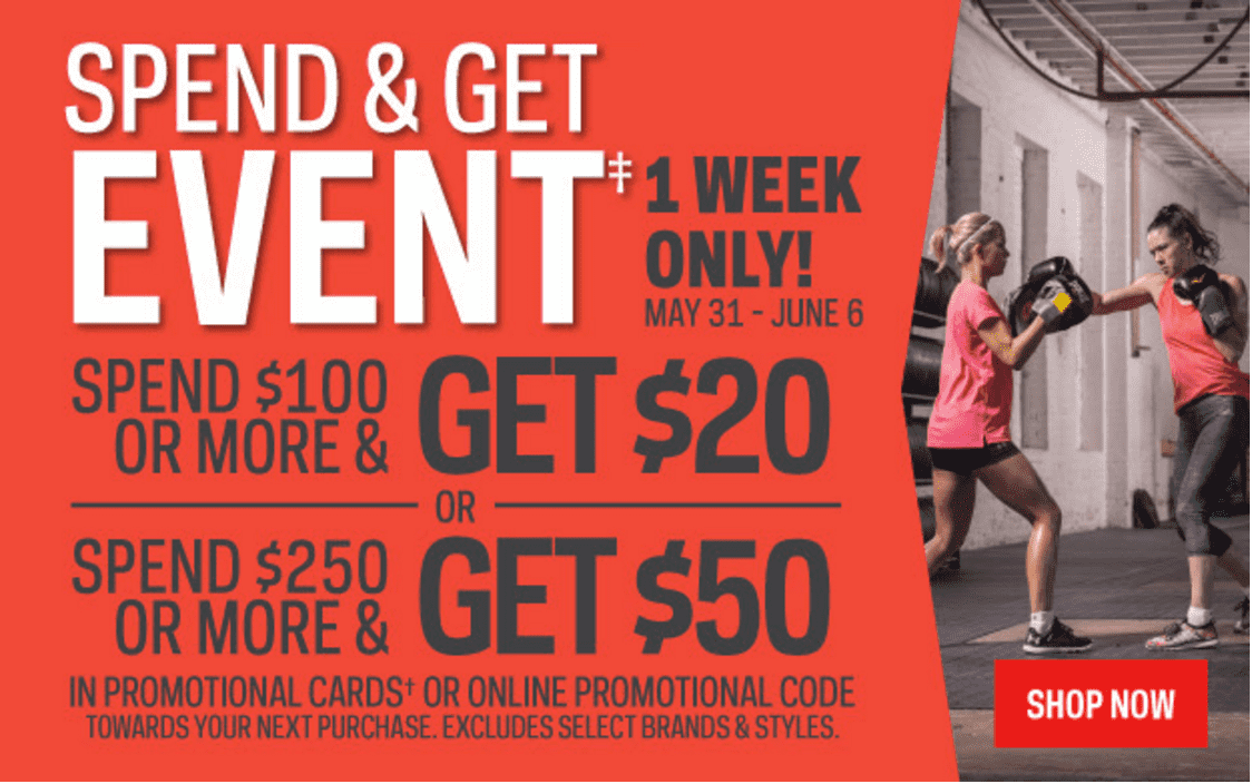 Sport Chek Canada Spend And Get Event Save 20 Off 100 And More Offers Hot Canada Deals Hot 5774