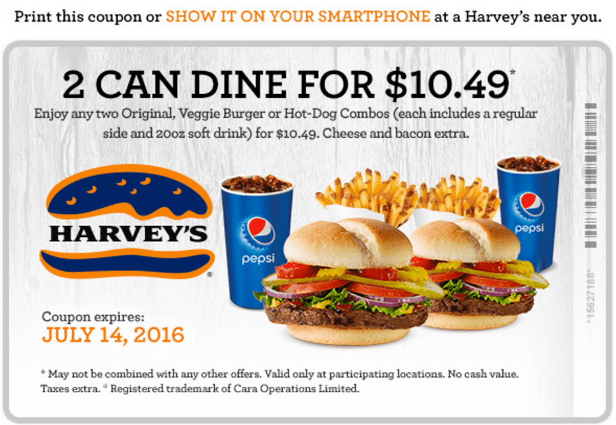 Harvey’s Canada Coupon Offers 2 Can Dine for Just 10.49 Hot Canada