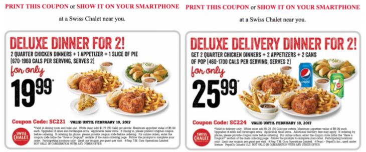 Swiss Chalet Canada Valentine's Day Coupons: $19.99 for ...