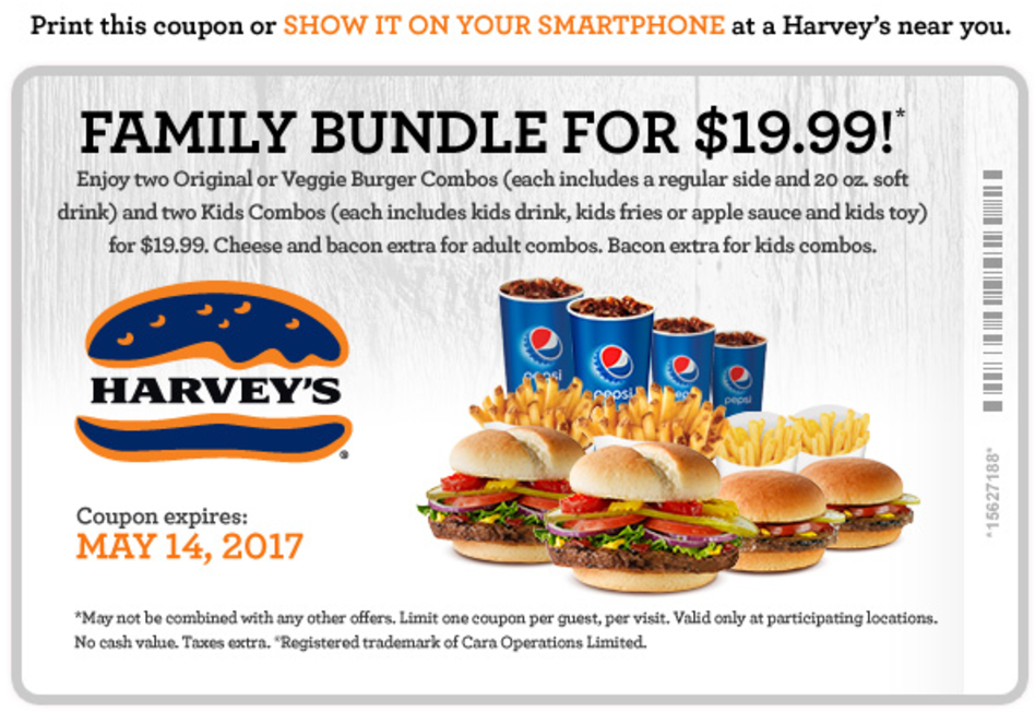 Harvey's Canada Coupons 19.99 For Family Bundle Hot Canada Deals