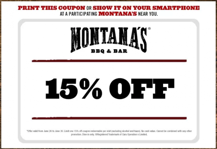 Montana's BBQ & Bar Canada Coupon