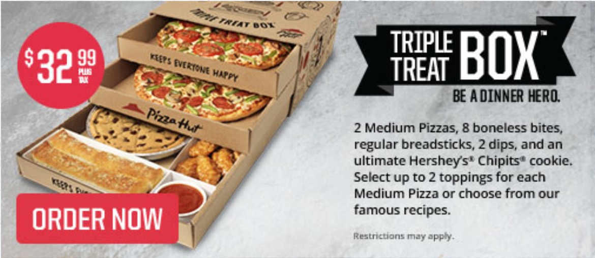 Pizza Hut Canada Triple Treat Box Deals 32.99 for The Triple Treat