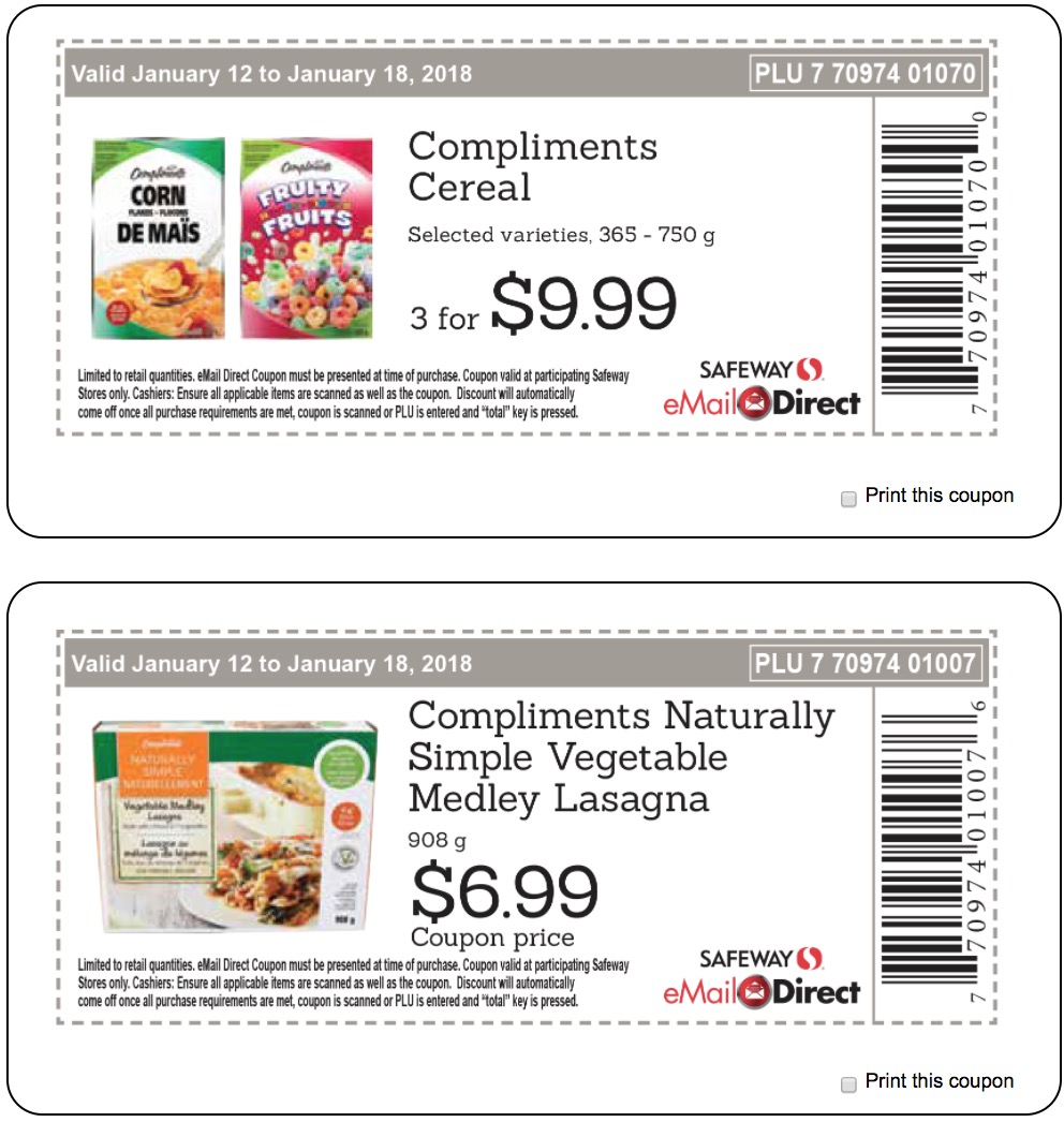 Safeway, Sobeys Canada Weekly Coupons Compliments Cereal