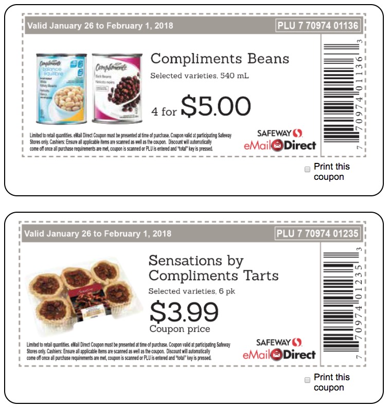 Safeway, Sobeys Canada Weekly Coupons Compliments Beans 4