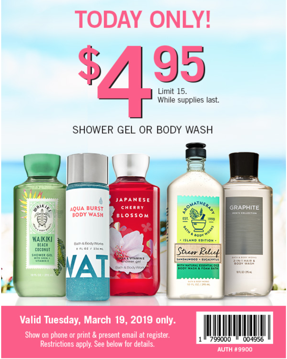 Bath Body Works Canada Coupon 4 95 For Shower Gel Or Body Wash