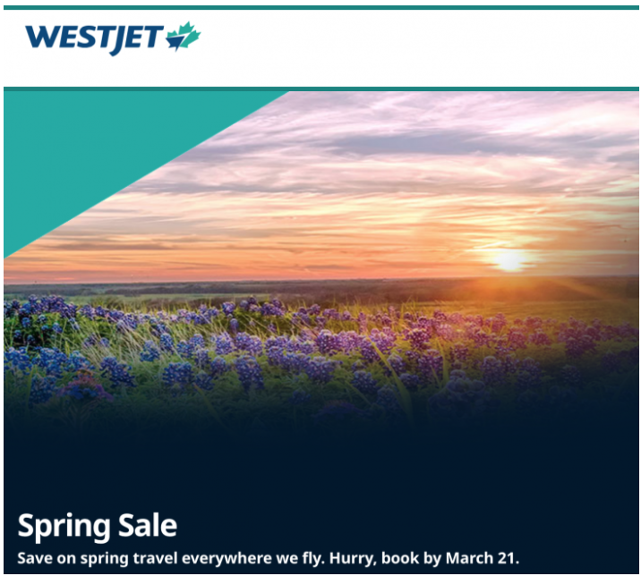 WestJet Canada Spring Seat Sale Great Savings on Flights to Everywhere