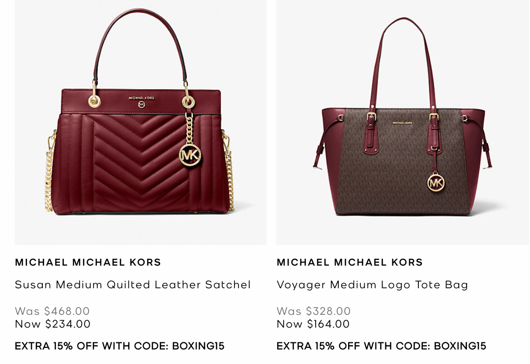 Michael Kors Canada Boxing Day 2020Sale: Save an Extra 15% Off Sale Styles  Using Coupon Code + Up to 60% Off Sale + Free Shipping - Hot Canada Deals  Hot Canada Deals
