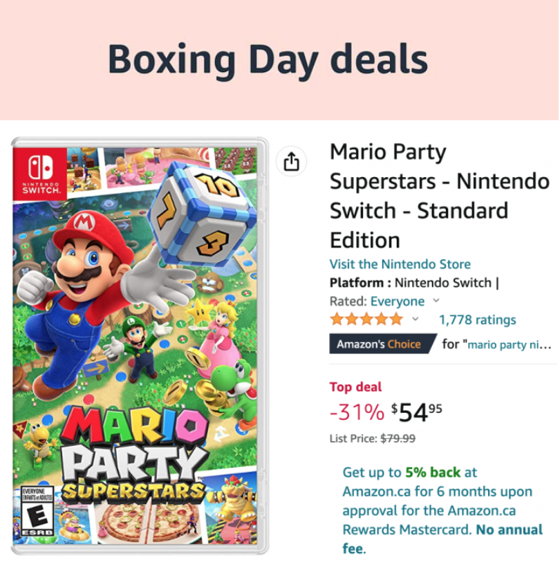 Amazon Canada Boxing Day Deals Save 31 On Nintendo Switch Games 