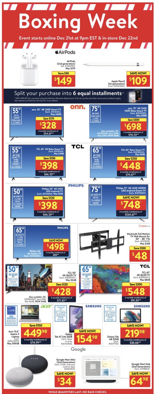 Walmart Canada Boxing Day and Boxing Week Full Flyer Deals 2022 / 2023