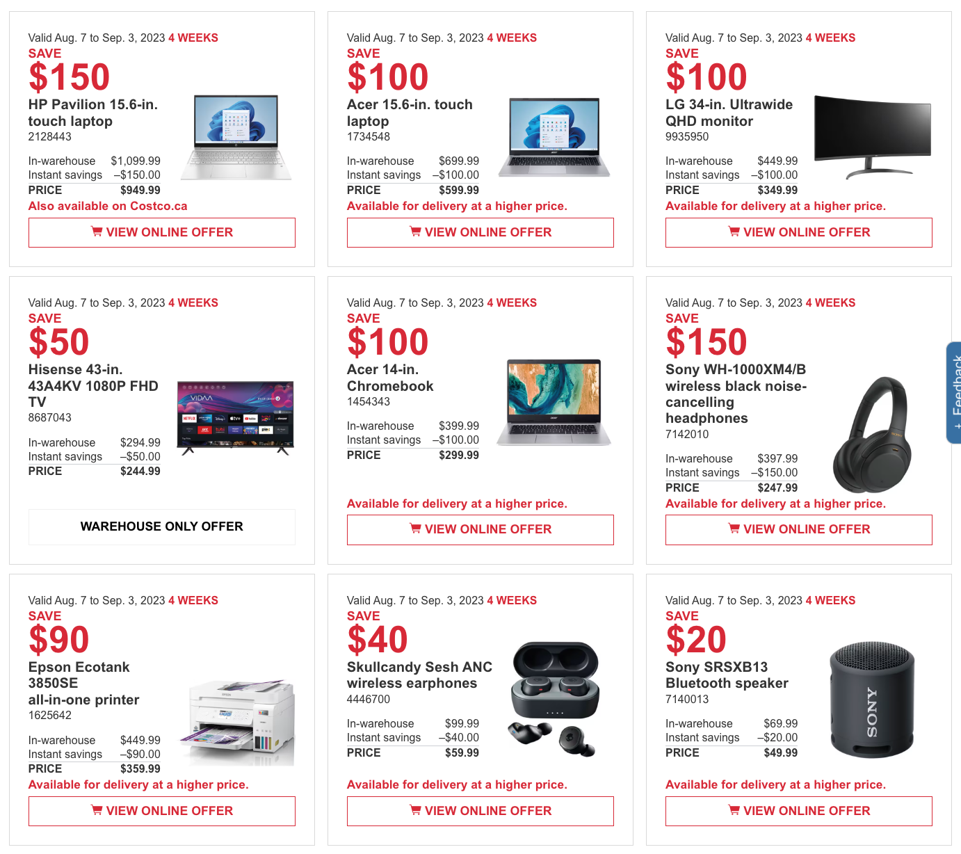 Costco Canada Coupons/Flyers Deals at All Costco Wholesale Warehouses