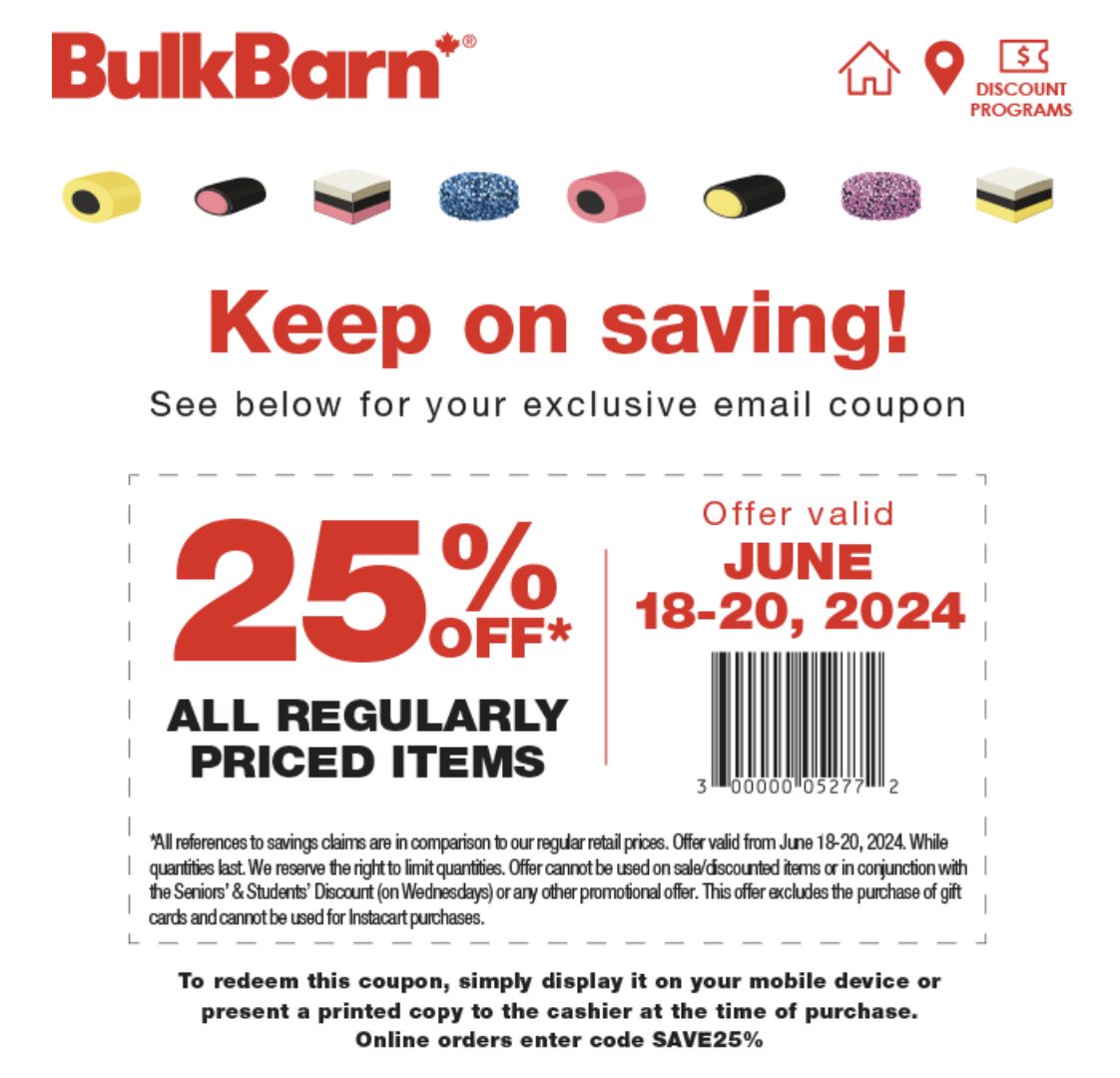 Bulk Barn Canada Coupon Save 25 Off All Regularly Priced Items Hot